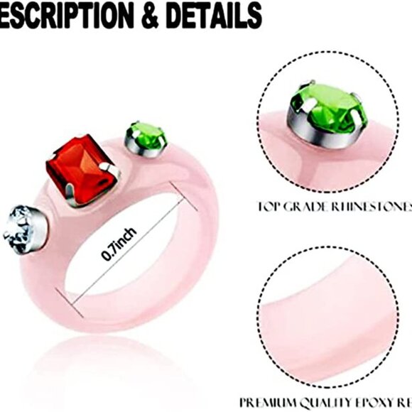 Chunky Resin Rings Set for Women - Picture 5 of 7